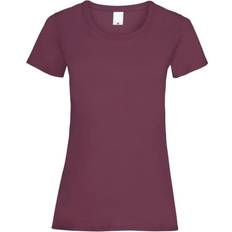 Universal Textiles Womens Value Fitted Short Sleeve Casual T-shirt - Oxblood