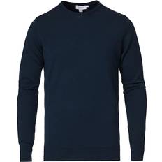 Sunspel Extra-Fine Merino Crew Neck - Light Navy Men's