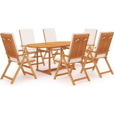 Foldable Patio Dining Sets vidaXL 3059557 Patio Dining Set, 1 Table incl. 6 Chairs