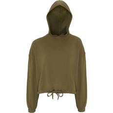 Tridri Women's Cropped Oversize Hoodie - Olive Green