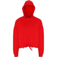 Tridri Women's Cropped Oversize Hoodie - Fire Red