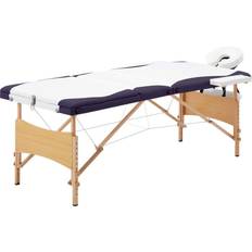 vidaXL Table de Massage Pliable Lit de Massage Banc Canapé Thérapie Cosmétique Portable Professionnel Shiatsu Reiki 3 Zones Blanc et Violet Bois