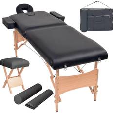 vidaXL Massagetafelen krukset inklapbaar 2 zones 10 cm dik zwart