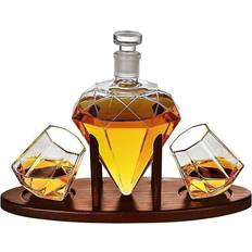 Lave-vaisselle Sécurisé Carafe à Whiskey MikaMax Deluxe Diamond Decanter Set Carafe à Whiskey 3pcs 0.85L