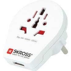 1 Puerto USB Adaptadores de viaje Skross adaptador viaje universal USB 2.1A blanco