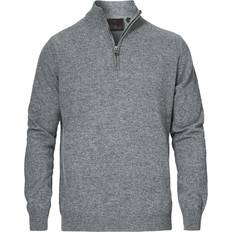 Oscar Jacobson Patton Half Zip Sweater - Light Gray
