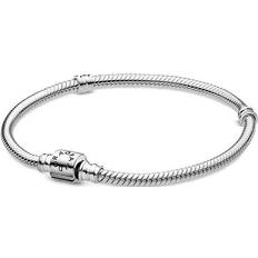 Moments Barrel Clasp Snake Chain Bracelet - Silver