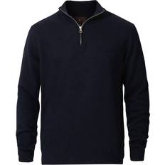 Oscar Jacobson Patton Wool/Cashmere Half Zip - Navy