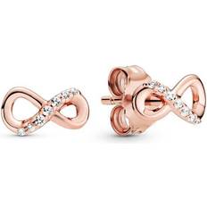 Pandora Roségoldauflage Ohrringe Pandora Sparkling Infinity Stud Earrings - Rose Gold/Transparent