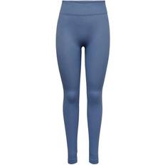 Only High Waist Rib Training Tights Women - Blue/Bijou Blue