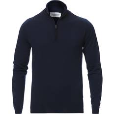 John Smedley Barrow Extra Fine Merino Half Zip - Midnight Bleu