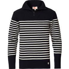 Armor-Lux Heritage Striped Half Zip Sweater - Navy/Nature