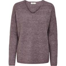 Brown Jumpers Only V-Neck Knitted Pullover - Red/Rose Brown