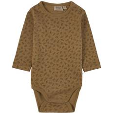 Wheat Plain Bodysuit LS - Khaki Leaves