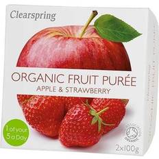 Tørrede frugter & Bær på tilbud Clearspring Organic Fruit Purée Apple & Strawberry 100g 2stk 2pak