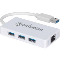 Manhattan USB A-3xUSBA/RJ45 M-F 0.1m