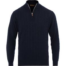 Stenströms Merino Cable Half Zip - Navy