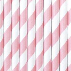 Pink Sugerør PartyDeco Straws White/Light Pink 10-pack