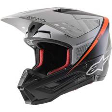 Silver Motorcycle Helmets Alpinestars SM5 Rayon Black/Silver/Orange Adult