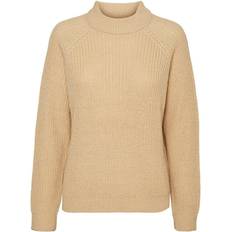 Ribbed Blouses Vero Moda Lea High Neck Sweater - White/White Pepper