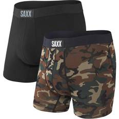 Camouflage - Men Men's Underwear Saxx Vibe Boxer 2-pack - Black/Wood Camo