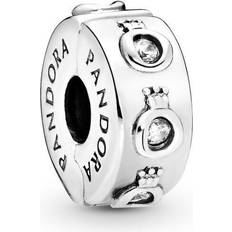 Pandora Sparkling Crown O Clip Charm - Silver/Transparent