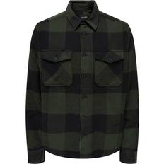 Only & Sons Camicia 'Milo' verde scuro nero