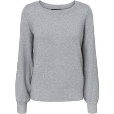 Ballongärmar Tröjor Vero Moda Brillant Boat Sweater - Grey/Light Grey Melange