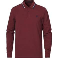 Fred Perry Red Polo Shirts Fred Perry Twin Tipped Long Sleeve Polo Shirt - Red