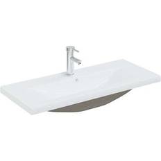 vidaXL Lavabo Da Incasso Con Rubinetto 91x39x18 cm Ceramica Bianco