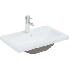 vidaXL Lavabo Da Incasso Con Rubinetto 61x39x18 cm Ceramica Bianco