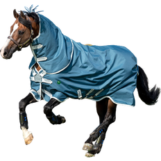 Horseware AmEco Bravo Plus Regendeken met afn. hals, gram, Teal/ Grey