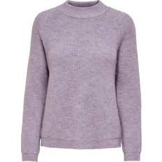 Jersey de punto - Morado Suéteres Only High Neck Knitted Pullover - Pink/Orchid Petal