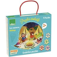 Bois Puzzles Classiques Vilac 4 puzzles évolutifs Les vacances 2 ans Multicolore