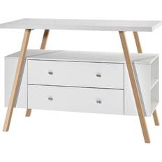 Schardt Commode avec plan à langer laqué blanc et pieds hêtre Holly Nature L 125 x H 100 x P 53 cm