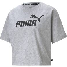 Puma Essentials Logo Cropped Women's Tee - Light Gray Heather