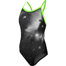 Zone3 Women's Cosmic Bound Back Swimming Costume - Gray/Fluro Yellow