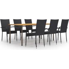 vidaXL 3072502 Patio Dining Set, 1 Table incl. 6 Chairs