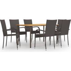 vidaXL 3072494 Juego de comedor de patio, 1 Mesa incl. 6 Sillas