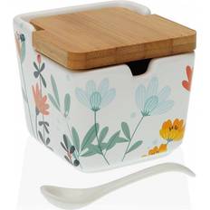 BigBuy Home Ceramica Flores Selene 10.3x8.8x8.8Diseío Flores Azucarero