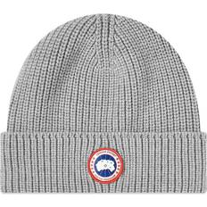 Canada Goose Logo Beanie Merino Wool Ribbed