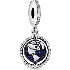 Bleu Bijoux Pandora Charm Pendant Moments Globe Pivotant Argent