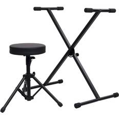 Noir Tabourets et Bancs vidaXL Keyboard Stand And Stool Set Black