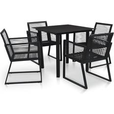 Noir Ensembles repas de patio vidaXL 3058282 Ensemble repas de patio, 1 Table incluse 4 Chaises