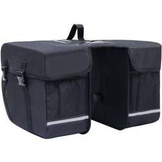 vidaXL Bolsa doble para bicicleta alforja impermeable negra Negro