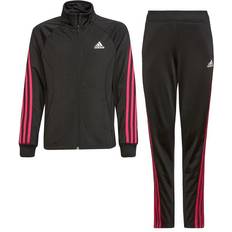 Adidas Team Polyester Regular 3-Stripes Tracksuit Kids - Black/Team Real Magenta