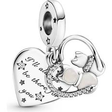 Pandora Cats & Hearts Dangle Charm - Silver/Transparent