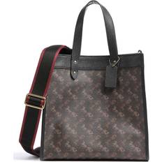 Coach Field Tote With Horse And Carriage Print - B4/Truffle Black