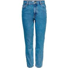 Only Jagger Life High Ankle Mom Jeans - Blue/Medium Blue Denim