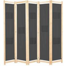 Polyester Room Dividers vidaXL 5-Panel Black Room Divider 199.9x169.9cm